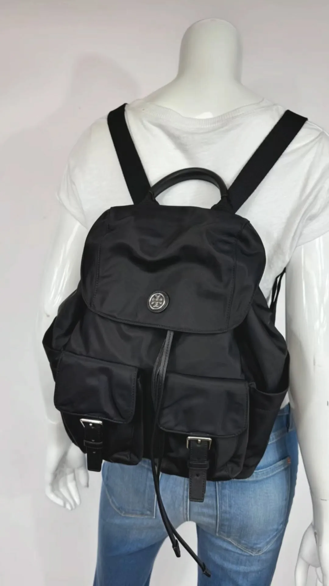 TORY BURCH VIRGINIA FLAP NYLON & LEATHER BACKPACK