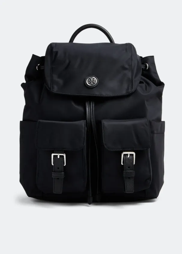 TORY BURCH VIRGINIA FLAP NYLON & LEATHER BACKPACK