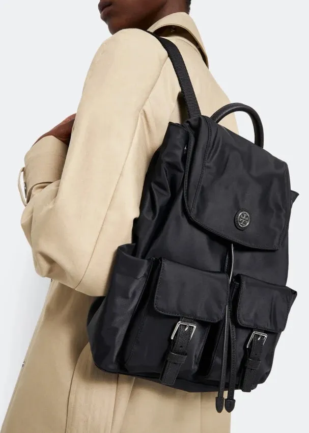 TORY BURCH VIRGINIA FLAP NYLON & LEATHER BACKPACK