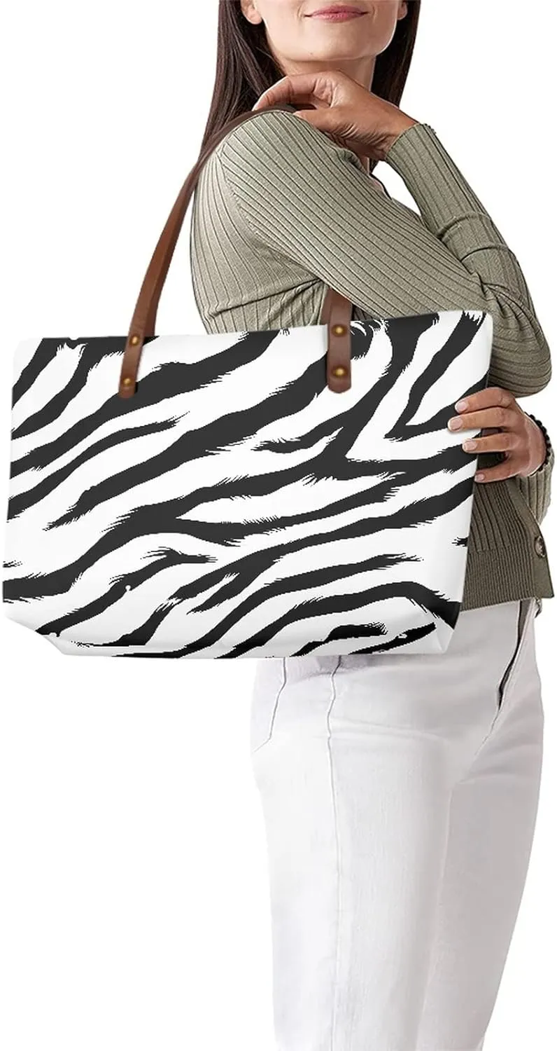 Tote Hand Bag for Women Carry Purses Polyester Utility Portable Bags with Zipper Trendy Big Handbags with Handle