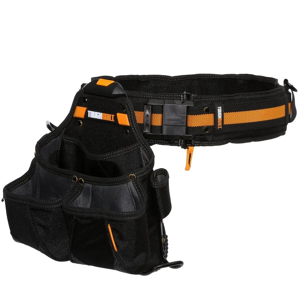 ToughBuilt - Pro Framer Tool Belt Set - 3-Piece, Includes 1 Pouch, Padded Belt, Heavy Duty, Deluxe Premium Quality, Durable - 10 Pockets, Hammer Loop, Patented ClipTech Hubs (TB-CT-102-3)