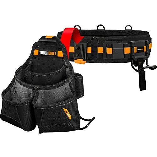 ToughBuilt - Pro Framer Tool Belt Set - 3-Piece, Includes 1 Pouch, Padded Belt, Heavy Duty, Deluxe Premium Quality, Durable - 10 Pockets, Hammer Loop, Patented ClipTech Hubs (TB-CT-102-3)