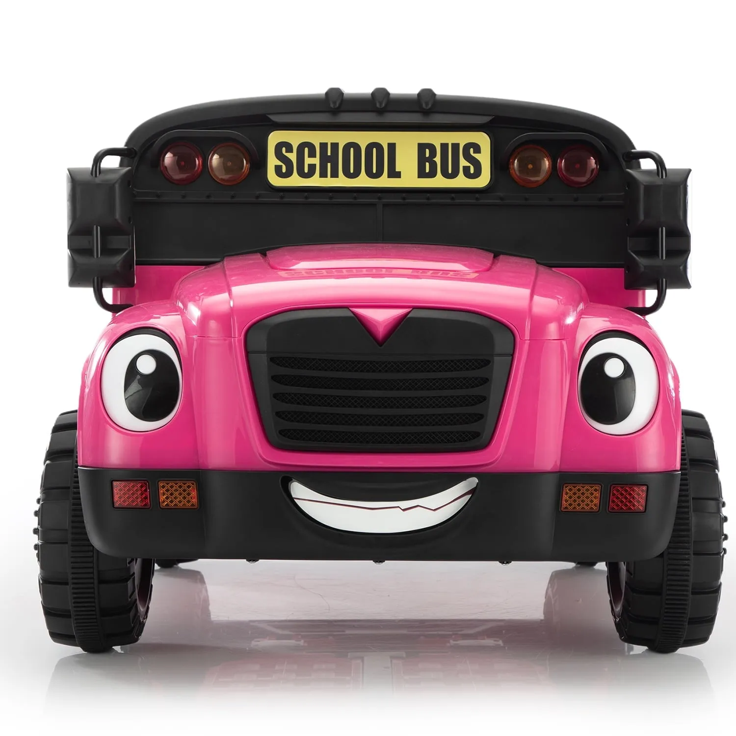 Track 7 12V Ride on Car, Kids School Bus with Remote Control, Walkie-Talkies, LED Lights, Electric Truck Car for Boys Girls Age 3 , Rose Red