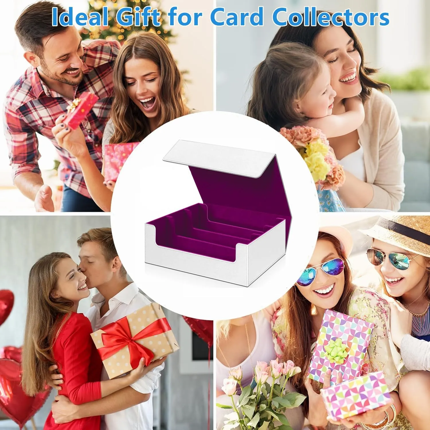 Trading Card Storage Box for MTG Cards, 1800  PU Leather Card Deck Box, Magnetic Closure Card Deck Case Organizer Box Card Holder Fits for Game Sports Cards