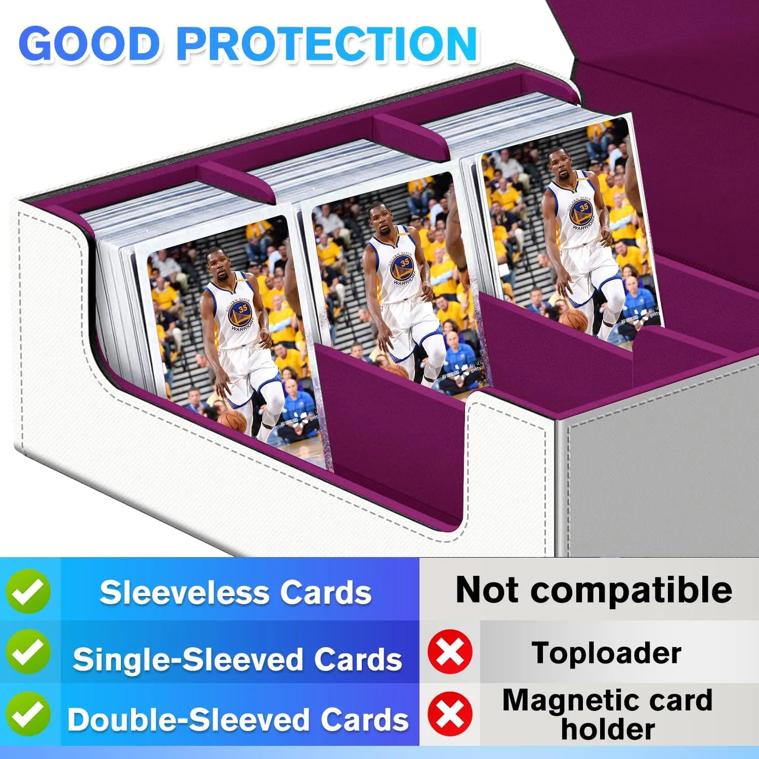 Trading Card Storage Box for MTG Cards, 1800  PU Leather Card Deck Box, Magnetic Closure Card Deck Case Organizer Box Card Holder Fits for Game Sports Cards