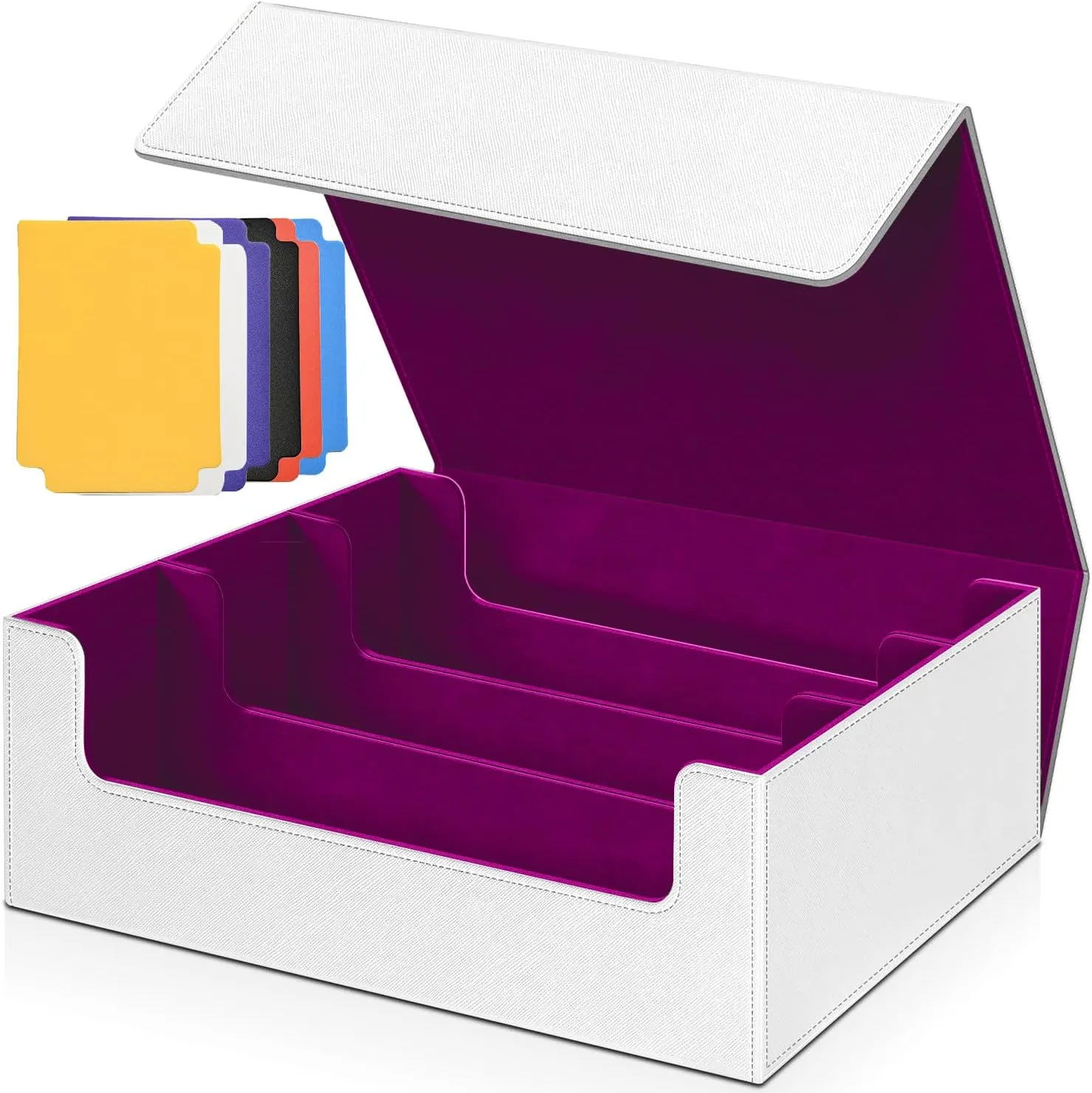 Trading Card Storage Box for MTG Cards, 1800  PU Leather Card Deck Box, Magnetic Closure Card Deck Case Organizer Box Card Holder Fits for Game Sports Cards