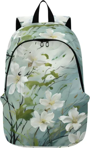 Travel Backpack for Men Laptop Bag Work Fashion Design Daypack Gardenia Cape Jasmine Large Lightweight Outdoor Casual