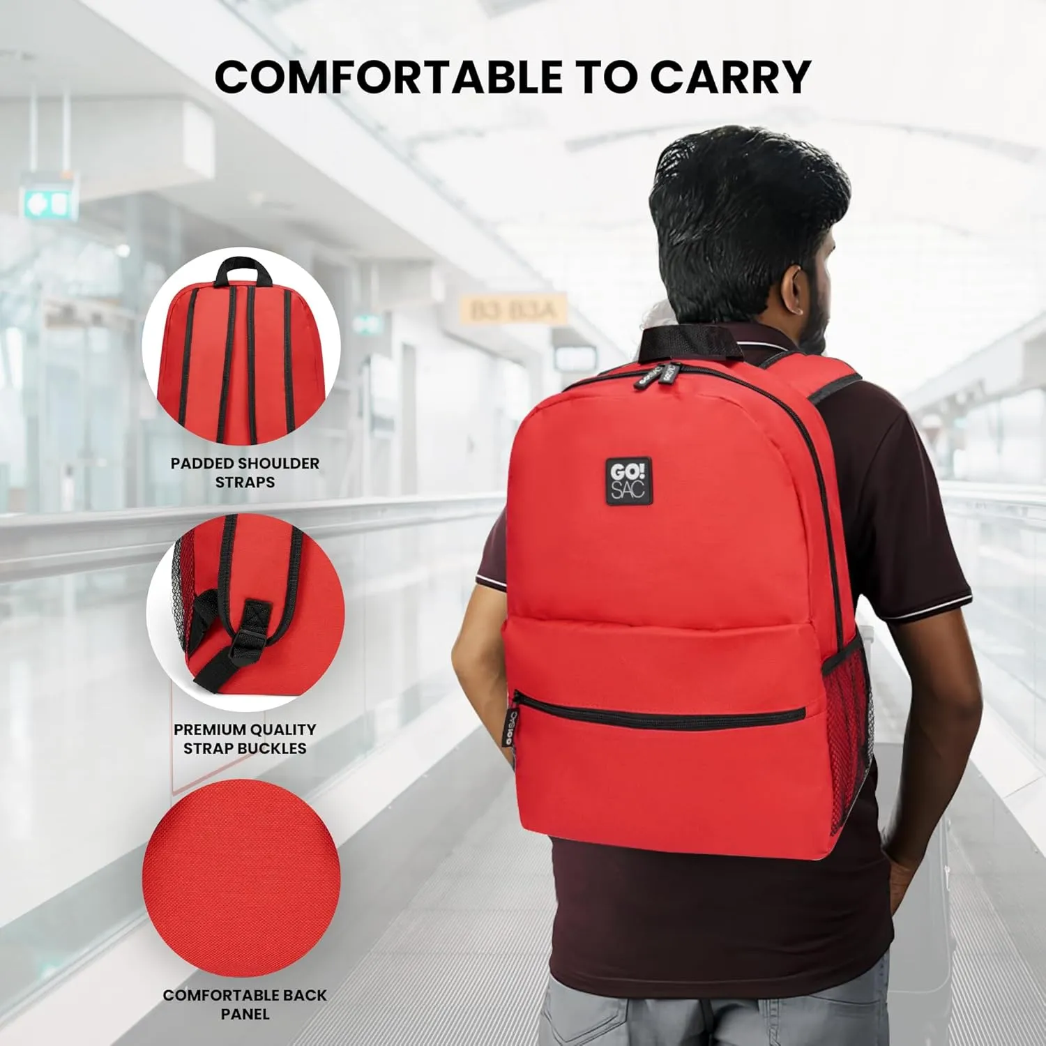 Travel Backpack Spacious for Books and Laptops Comfortable Adjustable Straps Zip-around Closure Bottle Pockets 17Inch