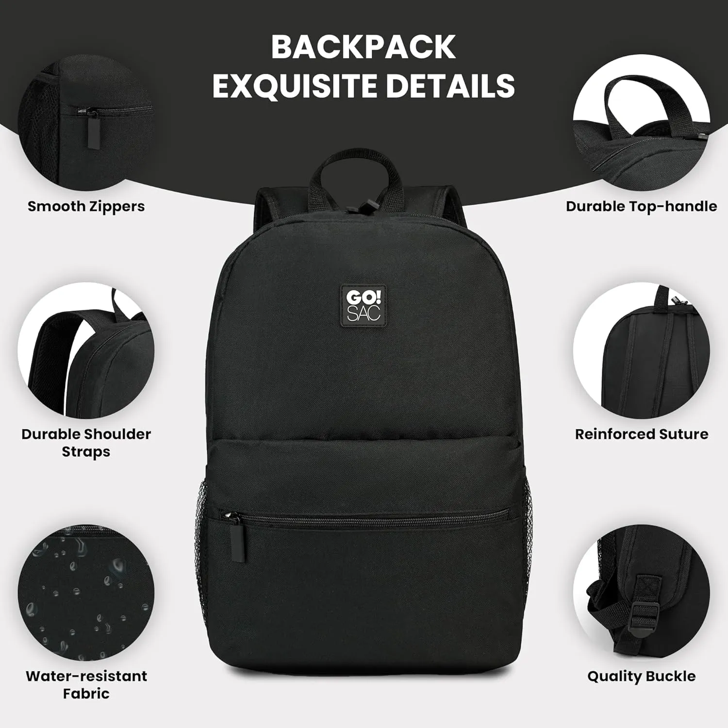 Travel Backpack Spacious for Books and Laptops Comfortable Adjustable Straps Zip-around Closure Bottle Pockets 17Inch