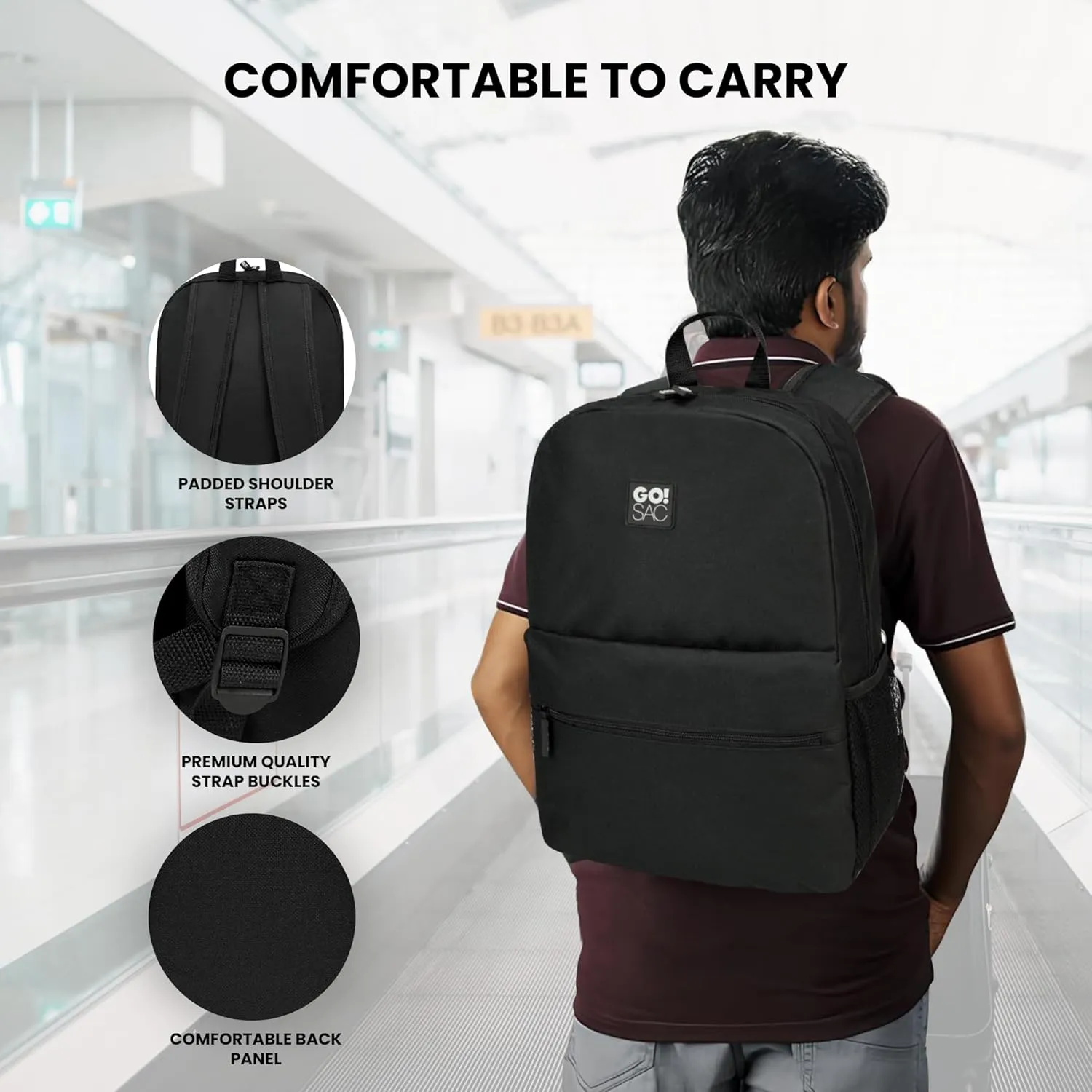 Travel Backpack Spacious for Books and Laptops Comfortable Adjustable Straps Zip-around Closure Bottle Pockets 17Inch