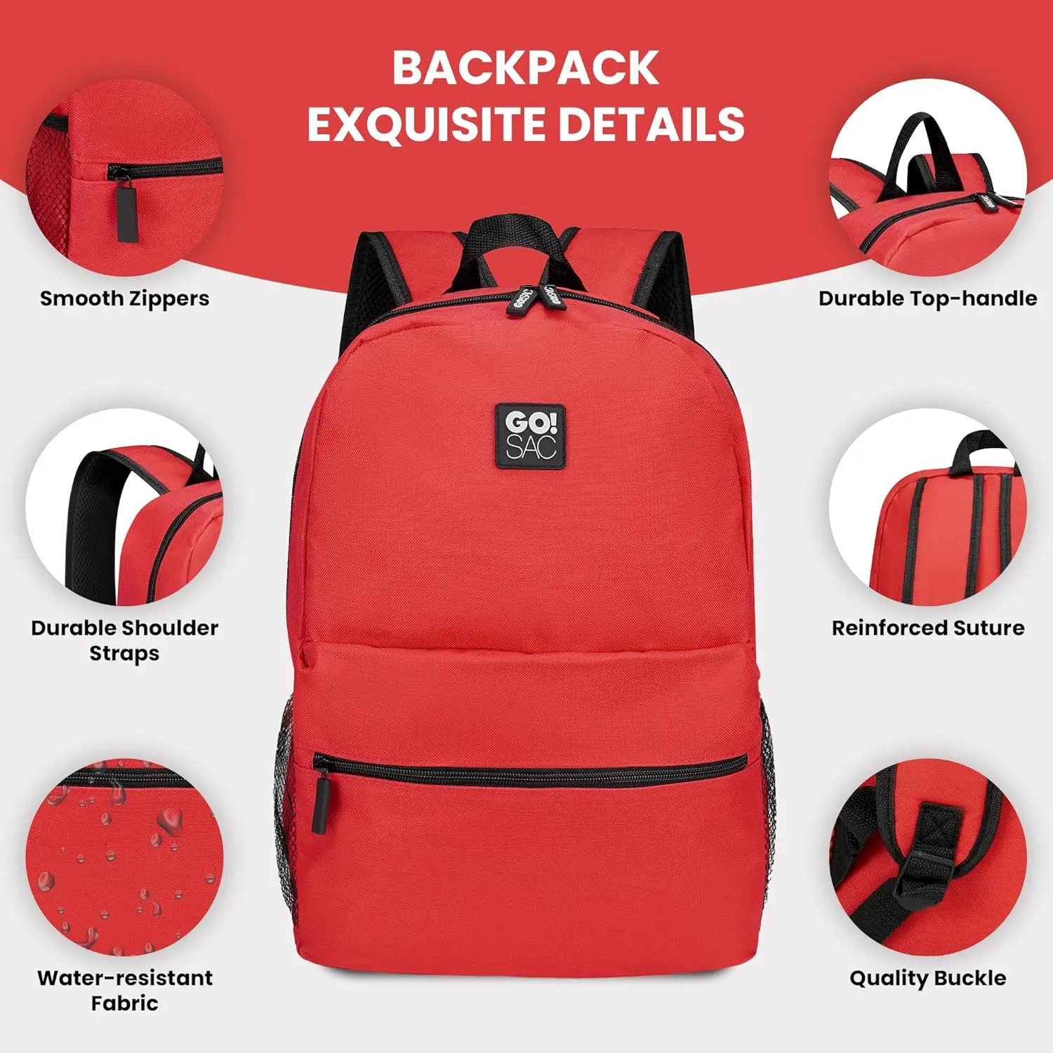 Travel Backpack Spacious for Books and Laptops Comfortable Adjustable Straps Zip-around Closure Bottle Pockets 17Inch
