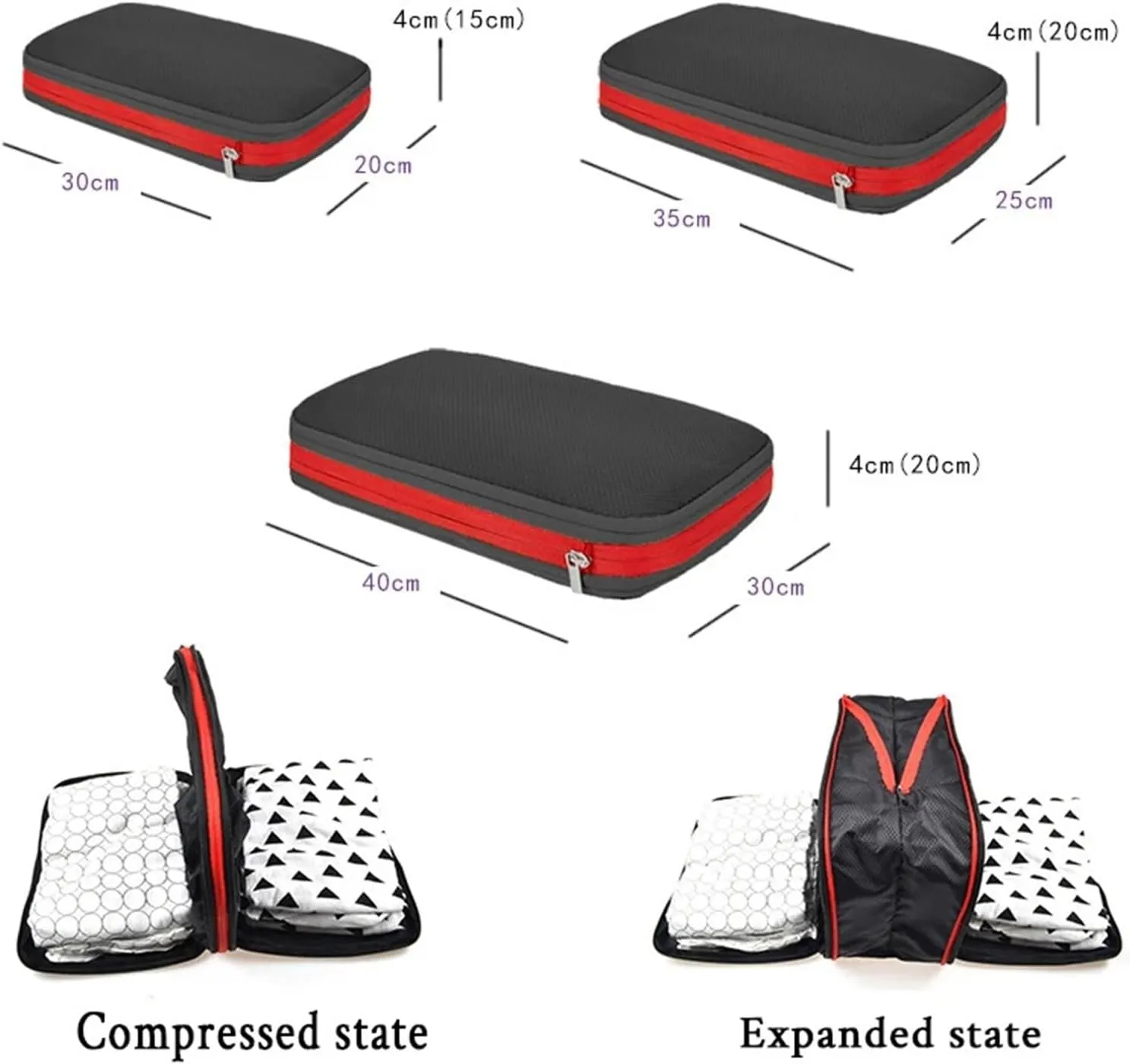 Travel Compression Packing Box with Shoe Bag Portable Folding Organizer Best travel must haves(Purple flower)