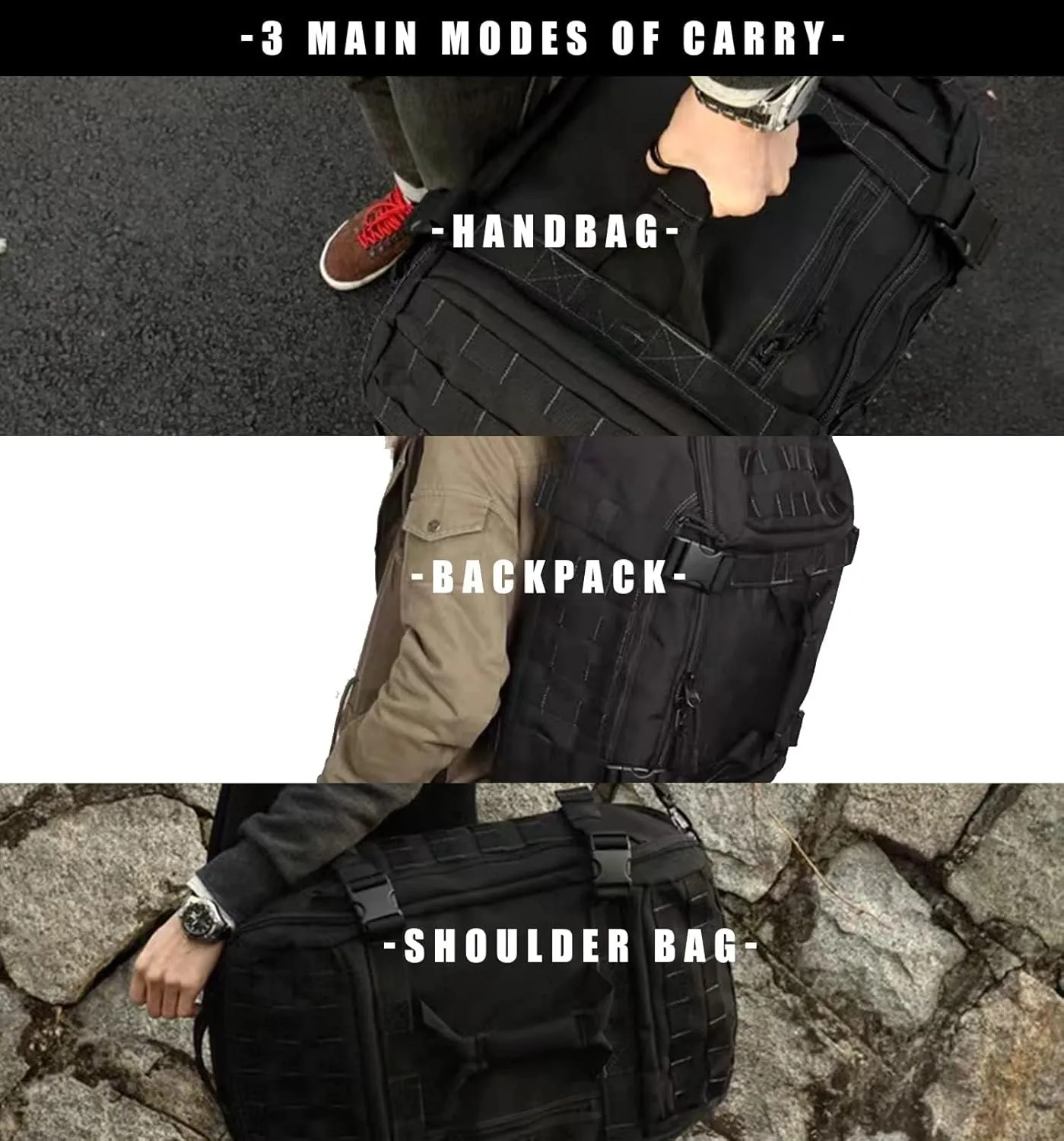 Travel Duffle Bag Backpack for Men - Large Tactical Bags Weekender Gym Bag for Overnight Traveling Military Workout Deployment Sports (BlackCamo, 80L)