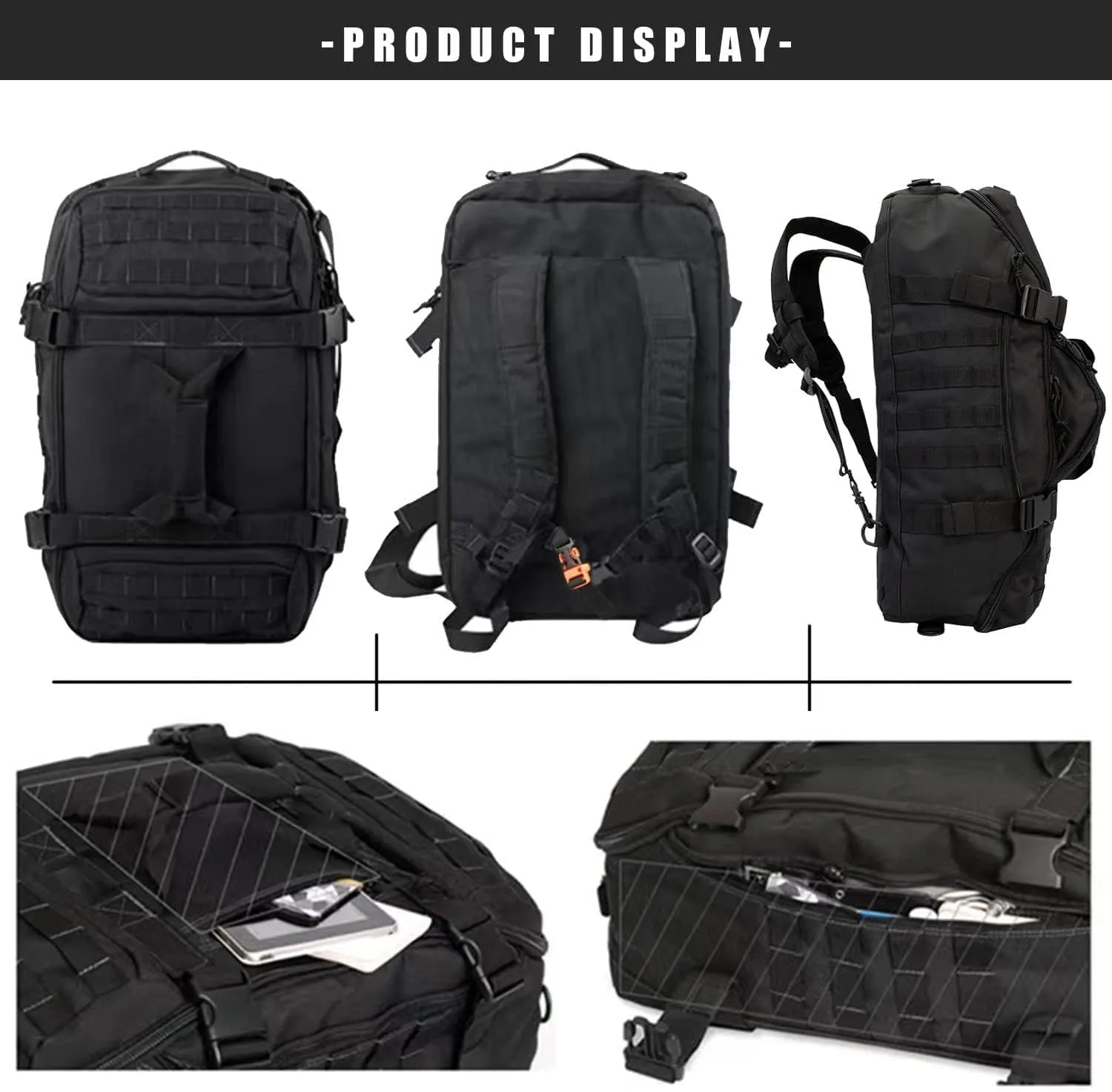 Travel Duffle Bag Backpack for Men - Large Tactical Bags Weekender Gym Bag for Overnight Traveling Military Workout Deployment Sports (BlackCamo, 80L)