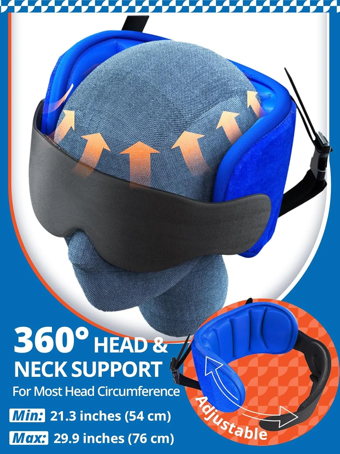 Travel Pillows for Airplanes, Neck Pillow with Eye Mask for Sleeping Long Flights, Travel Pillow for Car Road Trip, Car Headrest, FSA HSA Eligible Approved Travel Accessories, Black