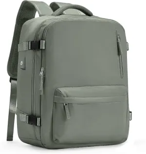 Travel Vacuum Backpack for Women Men, Large 18×14×8IN Carry on Luggage Spirit United Flight Approved, Personal Item Travel Bag with Wet Dry Separation Pocket USB Charging, Green