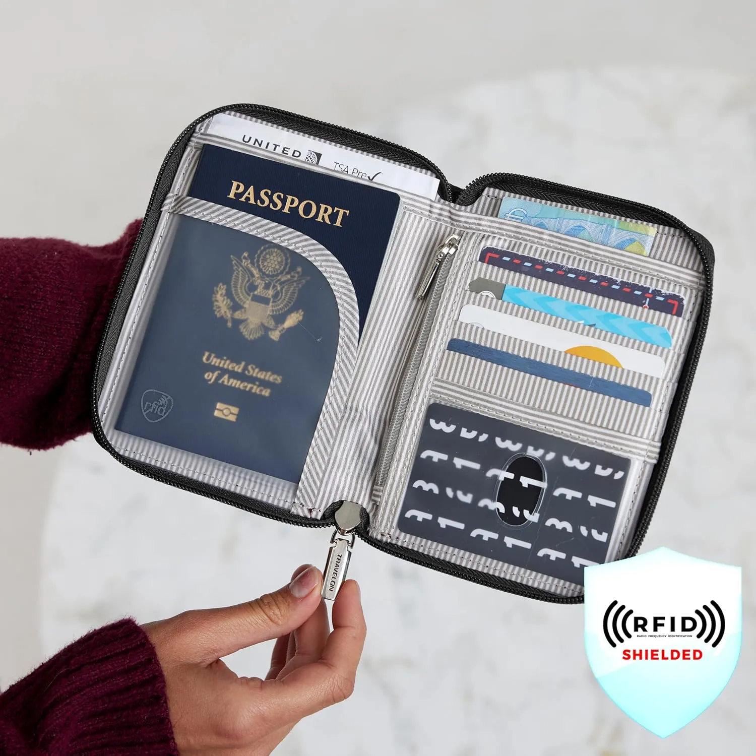 Travelon RFID Blocking Passport Zip Wallet