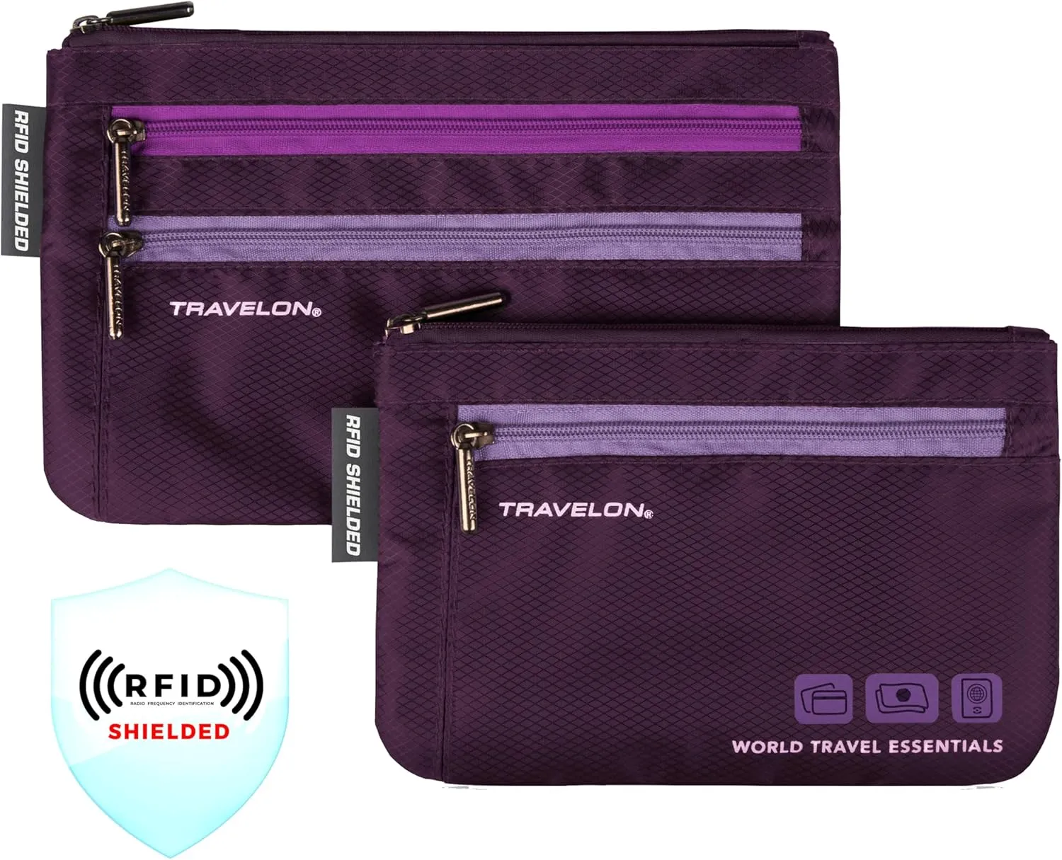 Travelon World Travel Essentials Set of 2 Currency and Passport Organizers
