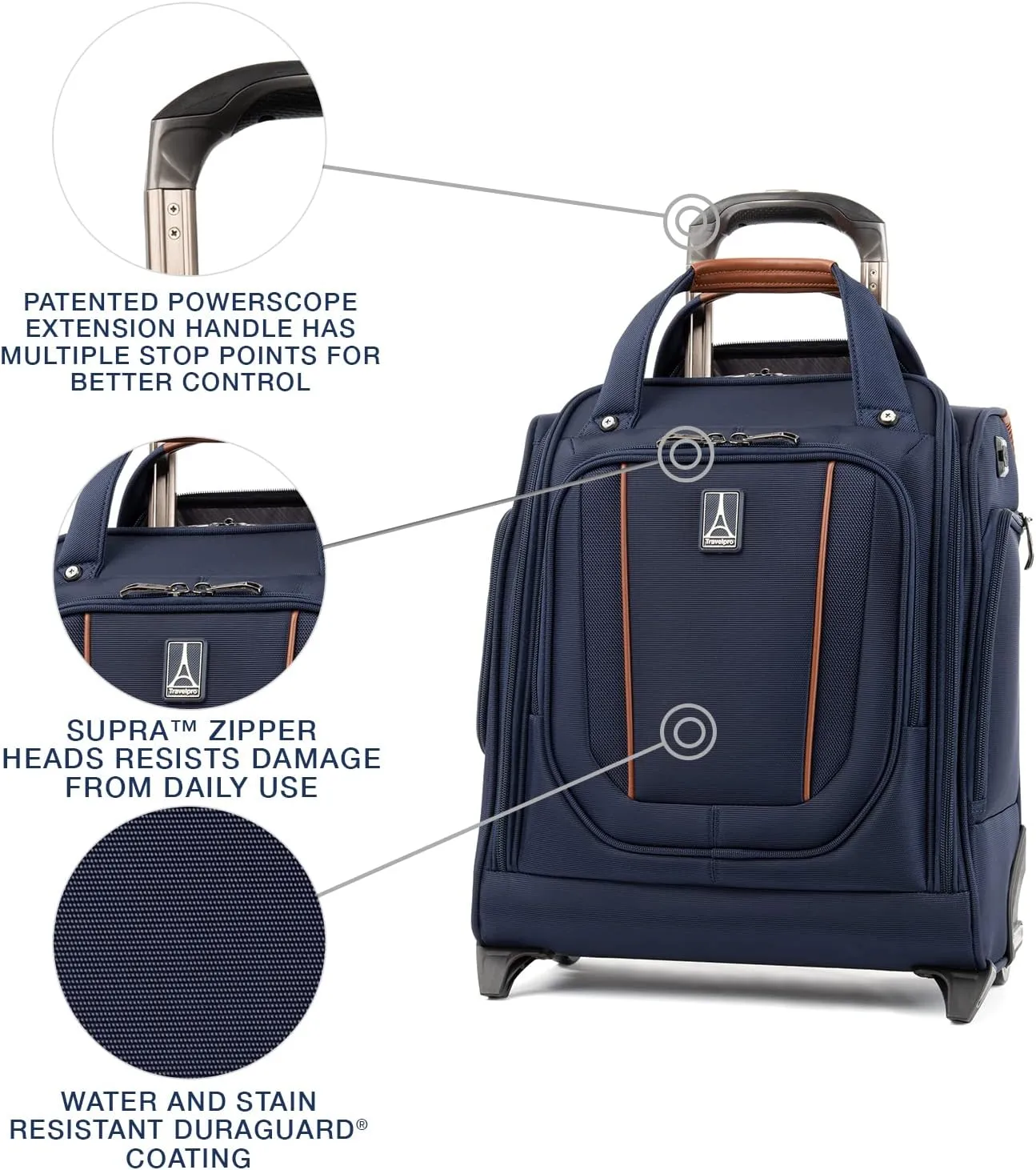 Travelpro Crew Versapack Softside Rolling Underseat Carry-on Bag, Men and Women, Patriot Blue, 16-Inch