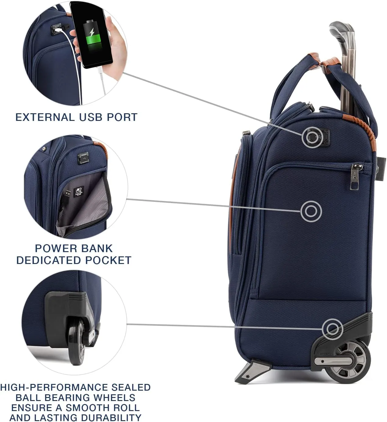 Travelpro Crew Versapack Softside Rolling Underseat Carry-on Bag, Men and Women, Patriot Blue, 16-Inch