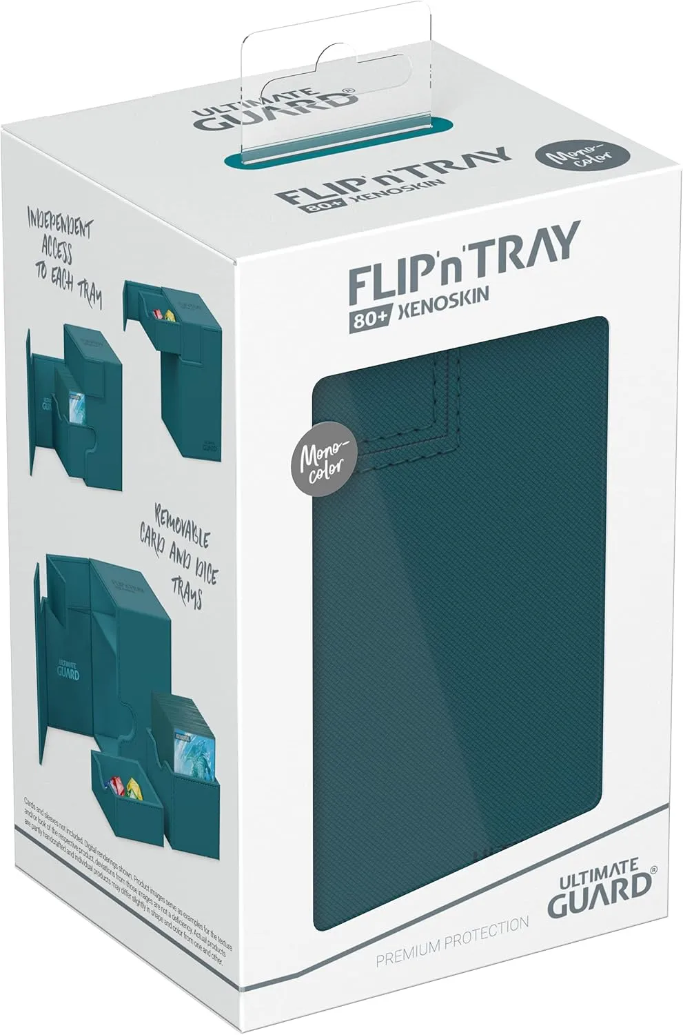 Ultimate Guard Flip'n'Tray 80 , Deck Case for 80 Double-Sleeved TCG Cards   Dice Tray, Petrol, Independent Magnetic Closure & Microfiber Inner Lining