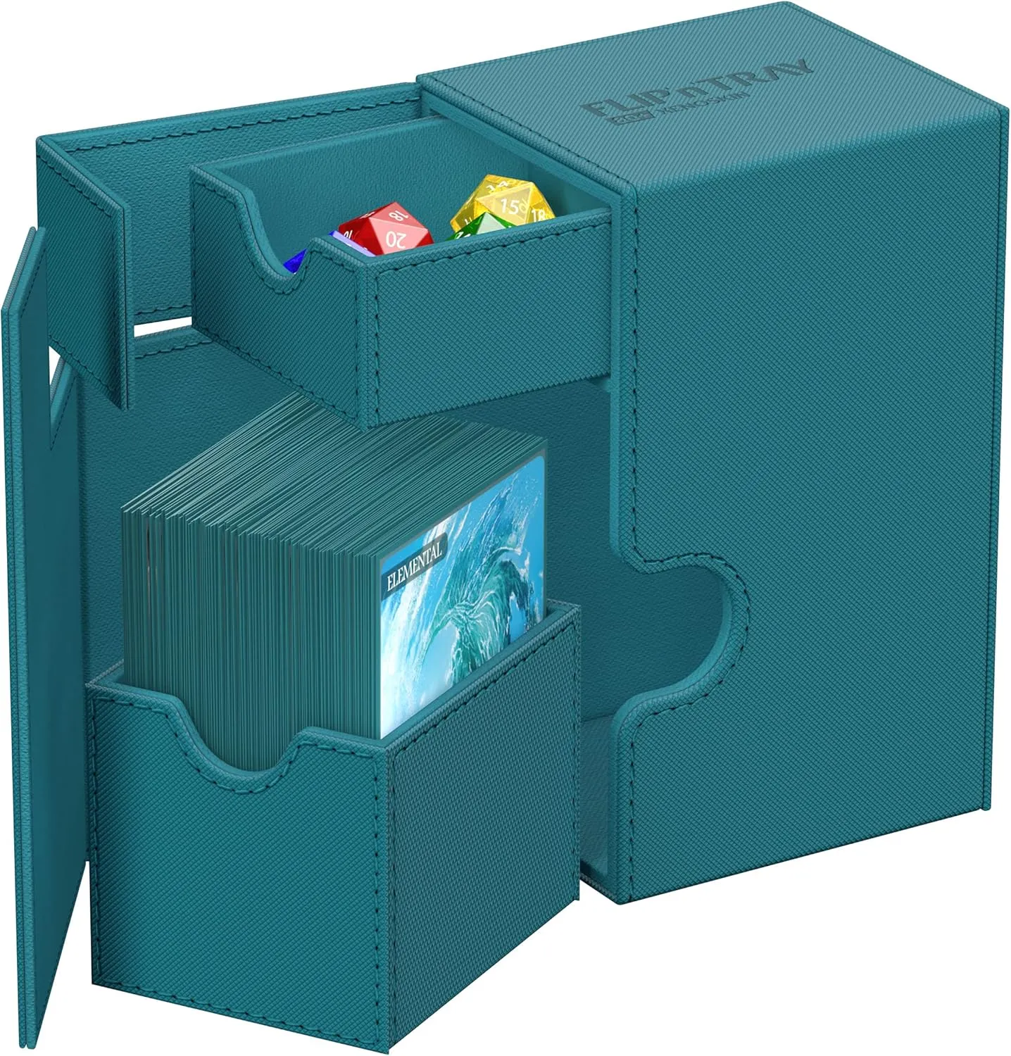 Ultimate Guard Flip'n'Tray 80 , Deck Case for 80 Double-Sleeved TCG Cards   Dice Tray, Petrol, Independent Magnetic Closure & Microfiber Inner Lining