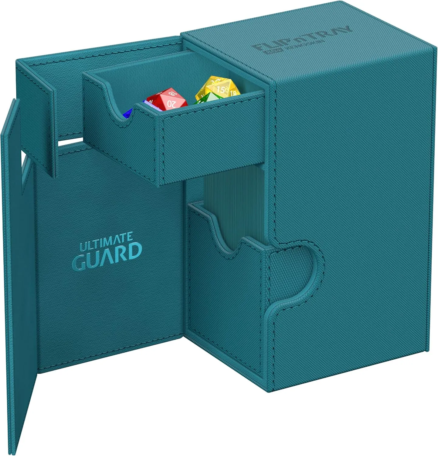 Ultimate Guard Flip'n'Tray 80 , Deck Case for 80 Double-Sleeved TCG Cards   Dice Tray, Petrol, Independent Magnetic Closure & Microfiber Inner Lining