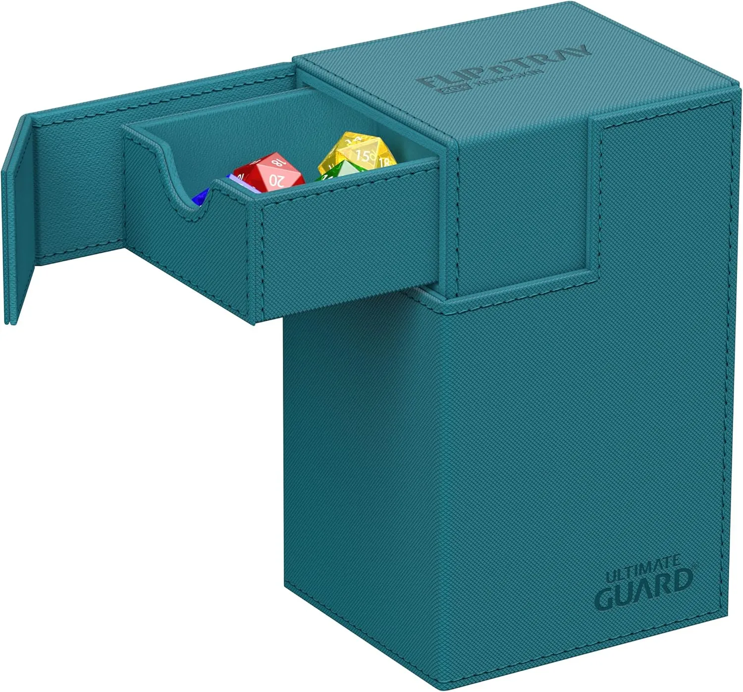 Ultimate Guard Flip'n'Tray 80 , Deck Case for 80 Double-Sleeved TCG Cards   Dice Tray, Petrol, Independent Magnetic Closure & Microfiber Inner Lining