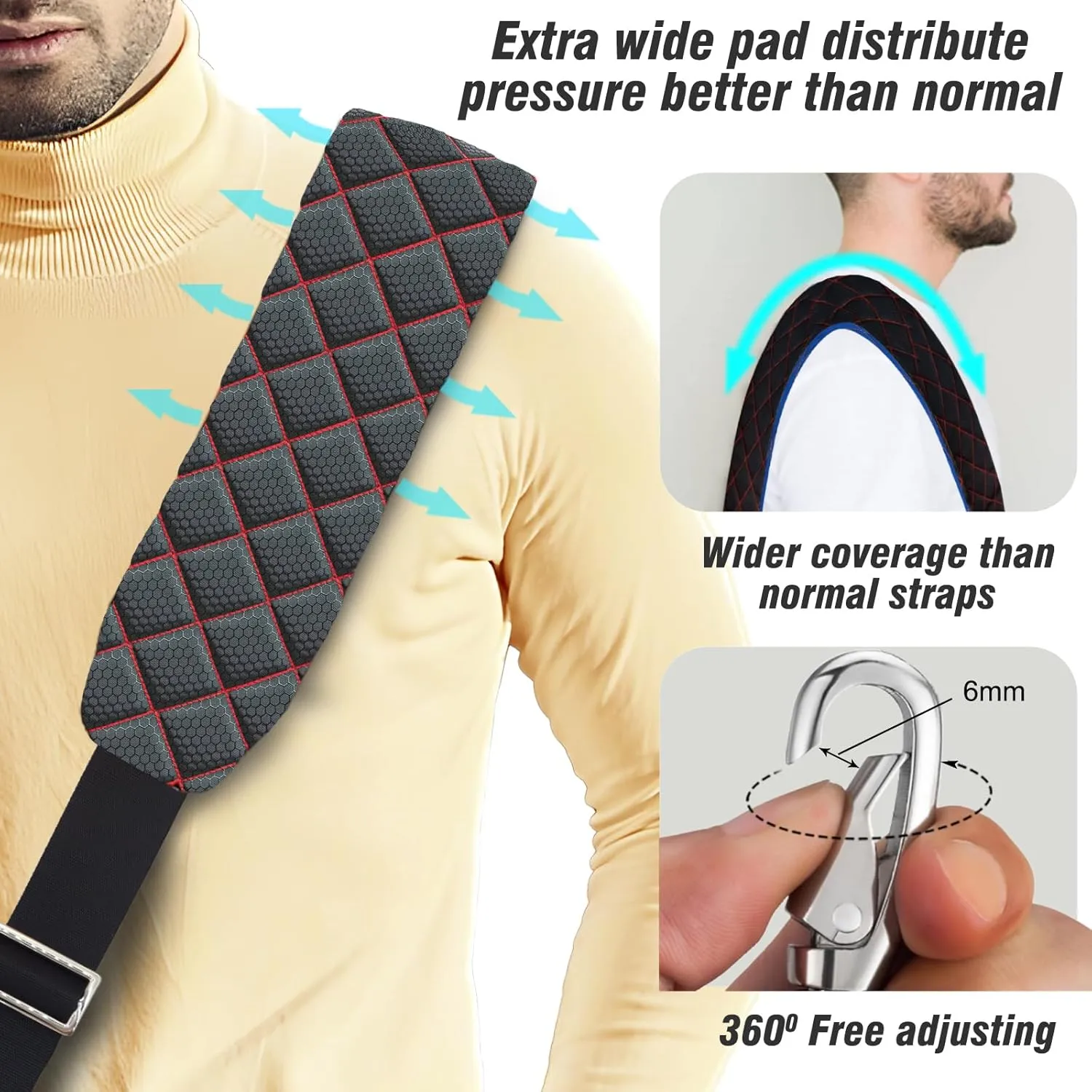 Ultra Comfortable Shoulder Strap Bag Belt with Anti-Theft Pockets and Padded, 2 Tone Reversible Use, Stylish & Secure