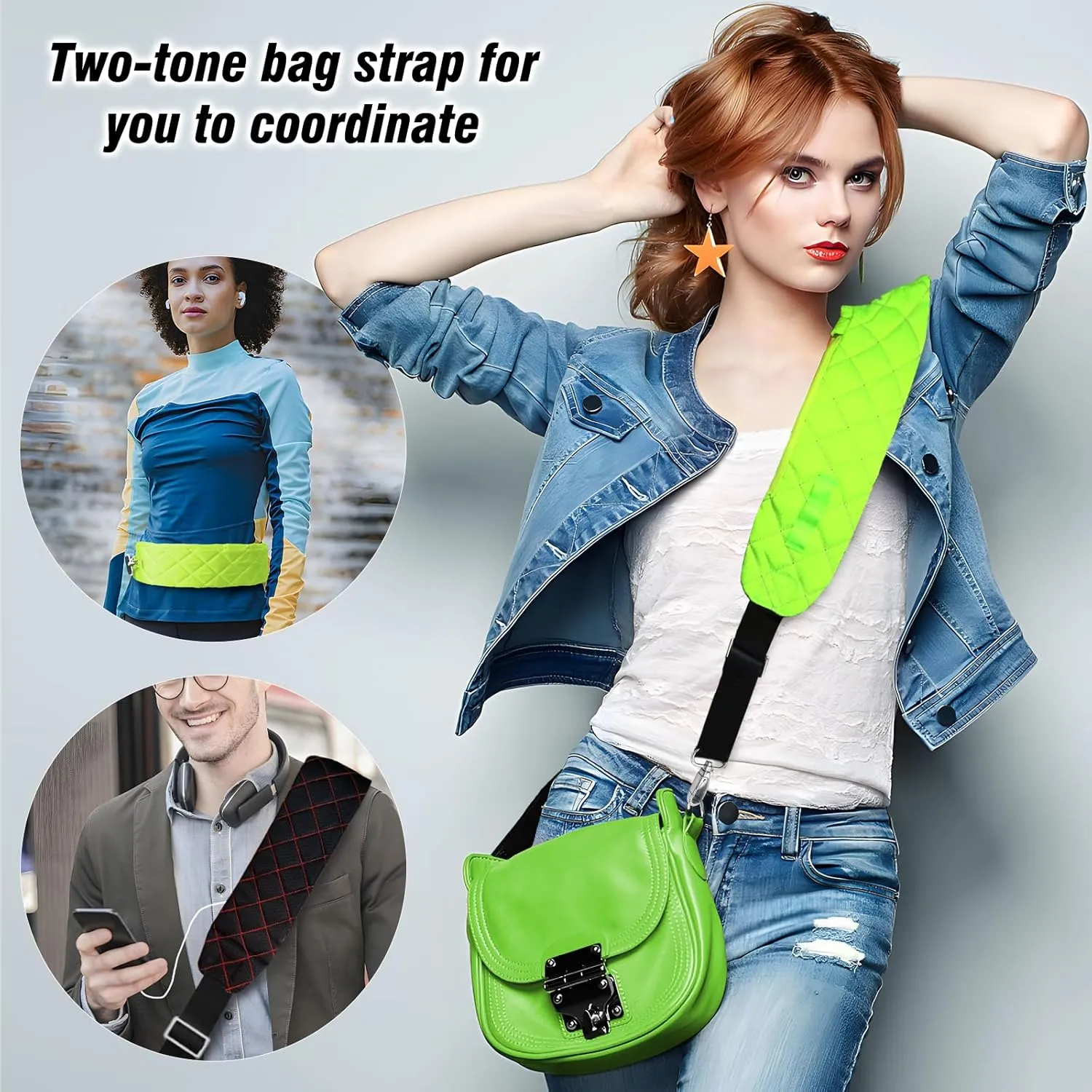 Ultra Comfortable Shoulder Strap Bag Belt with Anti-Theft Pockets and Padded, 2 Tone Reversible Use, Stylish & Secure