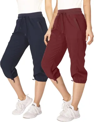 Ultra Performance Capri Pants for Women 2 Pack Womens Capris Hiking Capri Pants Summer Clothes for Women (Avail in Plus Size)