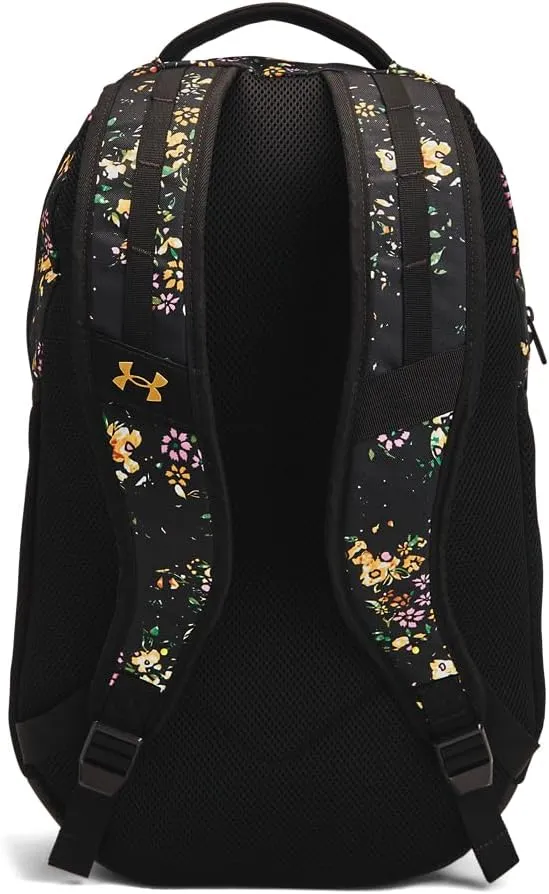 Under Armour Unisex-Adult Hustle 6.0 Backpack, (004) Black/Black/Metallic Gold, One Size Fits Most