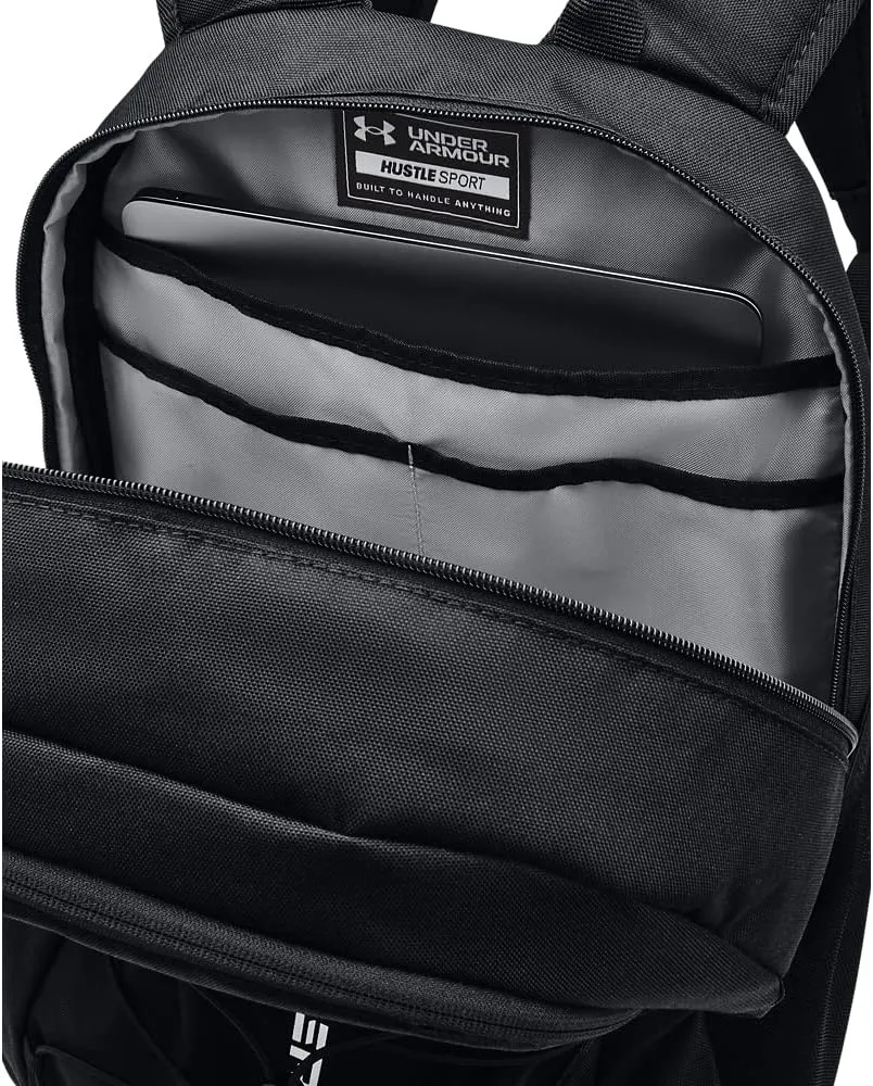 Under Armour Unisex-Adult Hustle Sport Backpack , Black (001)/Silver , One Size Fits All