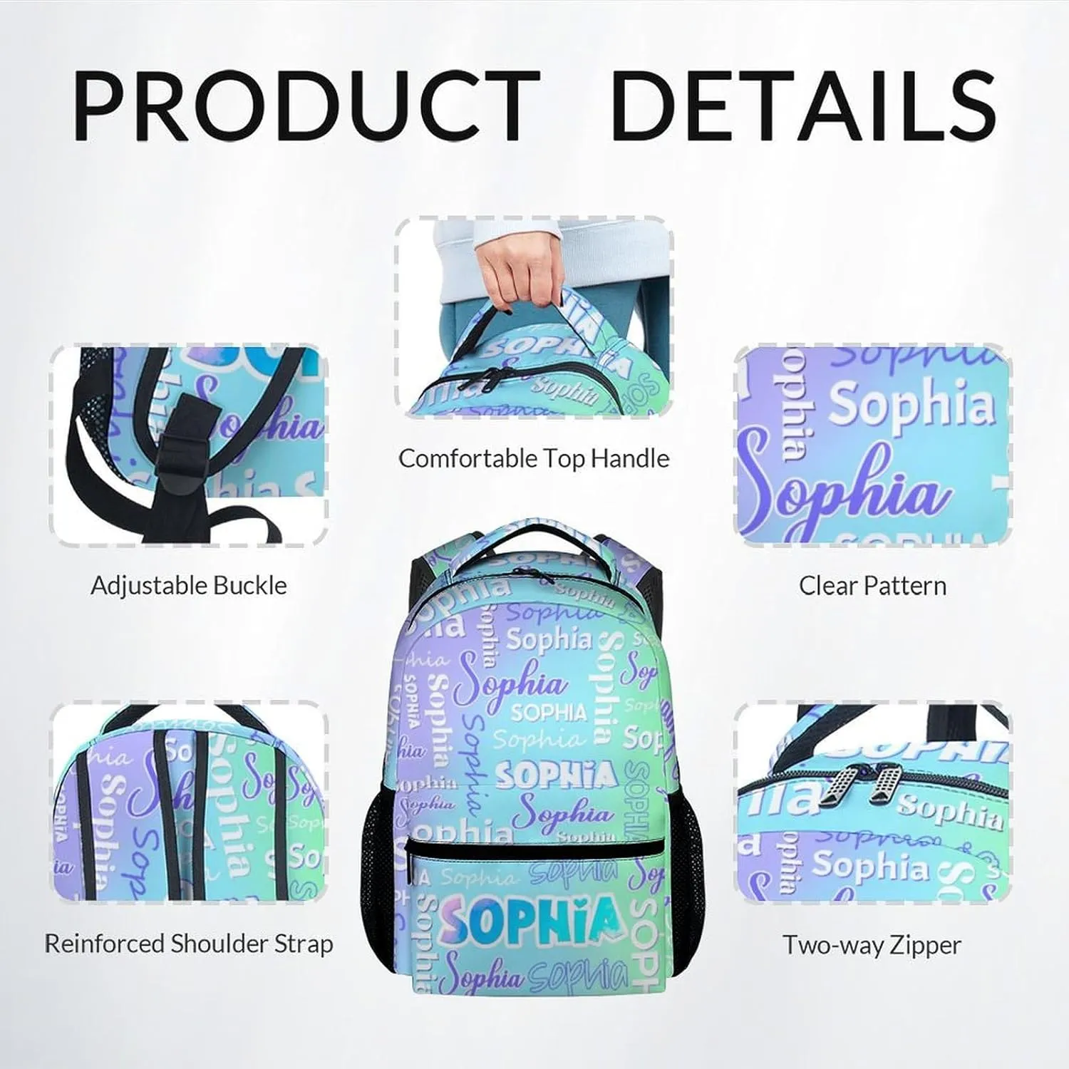 UNIKITTY Custom Backpack for Girls - Personalized Boys Schoolbag with Name - Kids Backpack for School - 17 Inch Girls Bookbag with Lunch Box and Pencil Case