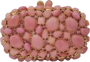 Unique Agate Stones Evening Bags Stone Crystal Clutch Party Handbag Women Glitter Rhinestone Purses Prom