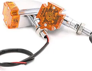 Universal 12V Cross LED Motorcycle Turn Signal Indicator Cruiser Chopper Cafe Racer Old School Bobber Atv Blinker Lights (Chrome)