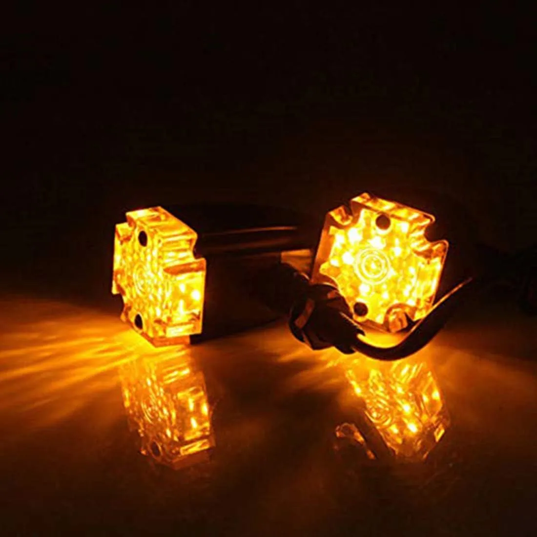 Universal 12V Cross LED Motorcycle Turn Signal Indicator Cruiser Chopper Cafe Racer Old School Bobber Atv Blinker Lights (Chrome)