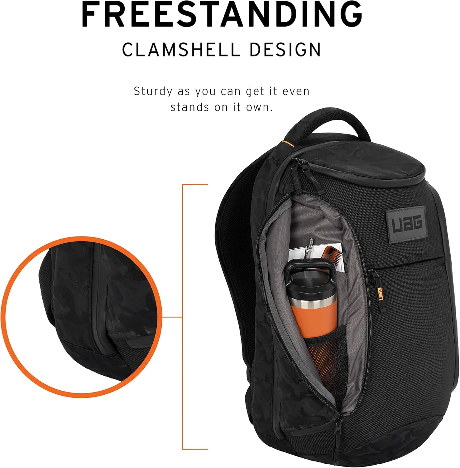 URBAN ARMOR GEAR UAG 24-Liter Backpack Lightweight Tough Weather Resistant Laptop Backpack, fits up to 16-inch, Standard Issue Black Midnight Camo