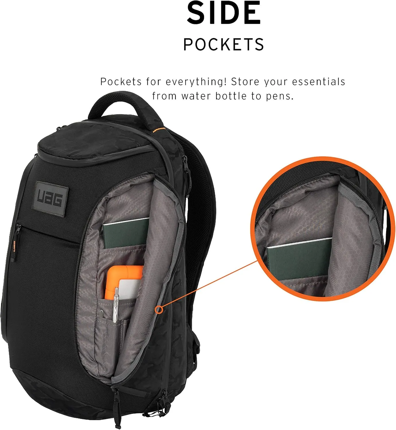 URBAN ARMOR GEAR UAG 24-Liter Backpack Lightweight Tough Weather Resistant Laptop Backpack, fits up to 16-inch, Standard Issue Black Midnight Camo