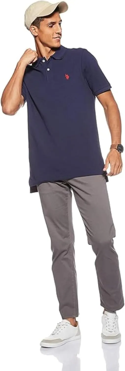 U.S. Polo Assn. Men's Classic Polo Shirt, Two-Button Closure Pique Polo Shirt, Summer Fashion Golf Shirt