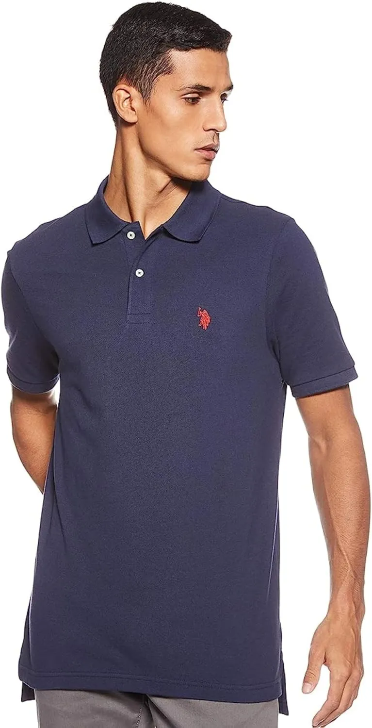 U.S. Polo Assn. Men's Classic Polo Shirt, Two-Button Closure Pique Polo Shirt, Summer Fashion Golf Shirt