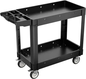 Utility Cart on Wheels, 550LBS Heavy Duty Rolling Cart with 360°Swivel Wheels, Lipped Shelf and Ergonomic Storage Handle, Work Service Cart for Warehouse/Garage/Cleaning/Office