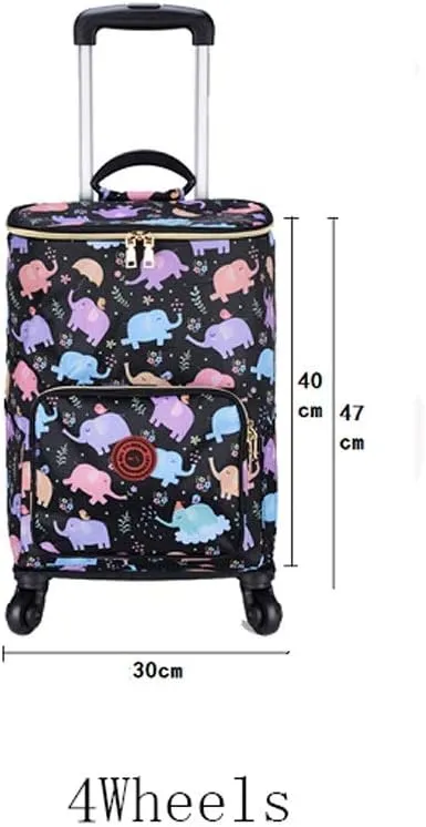 Utility Shopping Cart Aluminum Foil Tin Insulation Trolley Bag Handbag Shopping Bag Wheels Woman Elder Folding Shopping Cart Portable Grocery Cart to Save Space (Color : F)