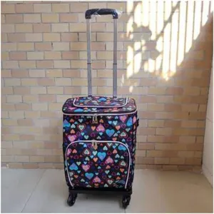 Utility Shopping Cart Aluminum Foil Tin Insulation Trolley Bag Handbag Shopping Bag Wheels Woman Elder Folding Shopping Cart Portable Grocery Cart to Save Space (Color : F)