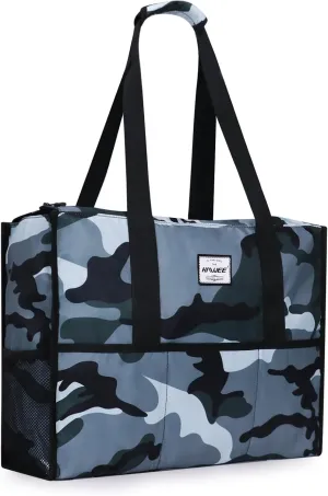 Utility Tote Bag with Laptop Compartment Luggage Sleeve Zippered Multi-pocket Commute Shoulder Purse for Nursing/Work