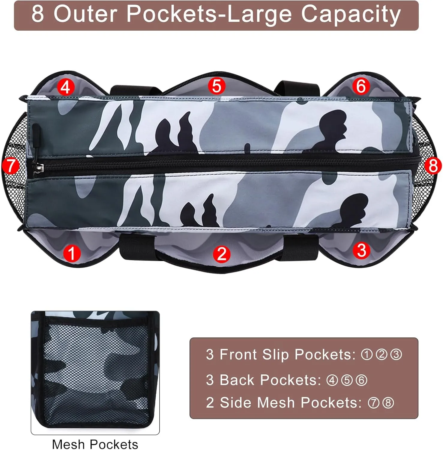 Utility Tote Bag with Laptop Compartment Luggage Sleeve Zippered Multi-pocket Commute Shoulder Purse for Nursing/Work