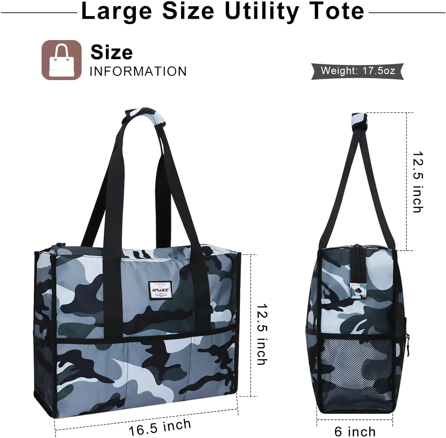 Utility Tote Bag with Laptop Compartment Luggage Sleeve Zippered Multi-pocket Commute Shoulder Purse for Nursing/Work