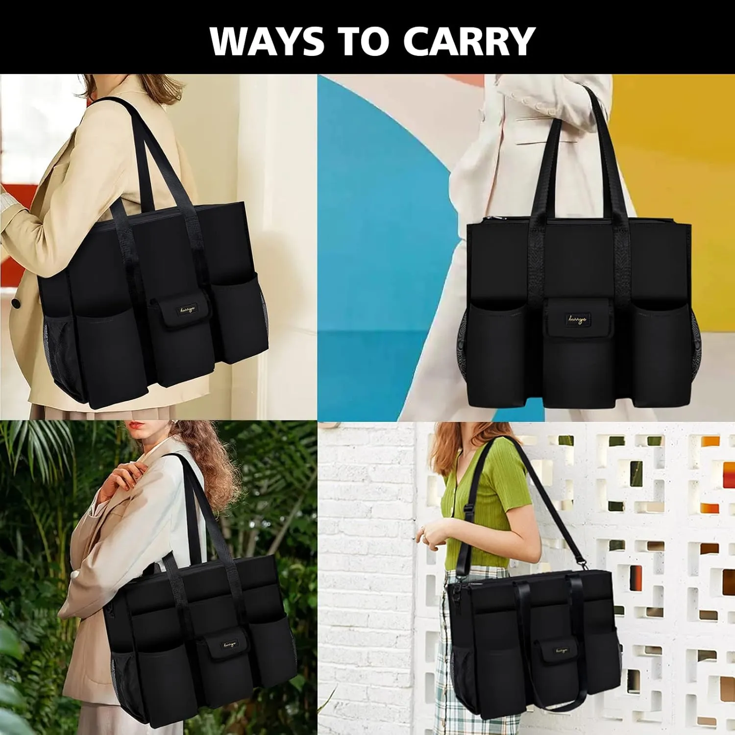 Utility Tote - Water Resistant with 19 Exterior/Interior Pockets - Large Women/Teacher/Work Bag