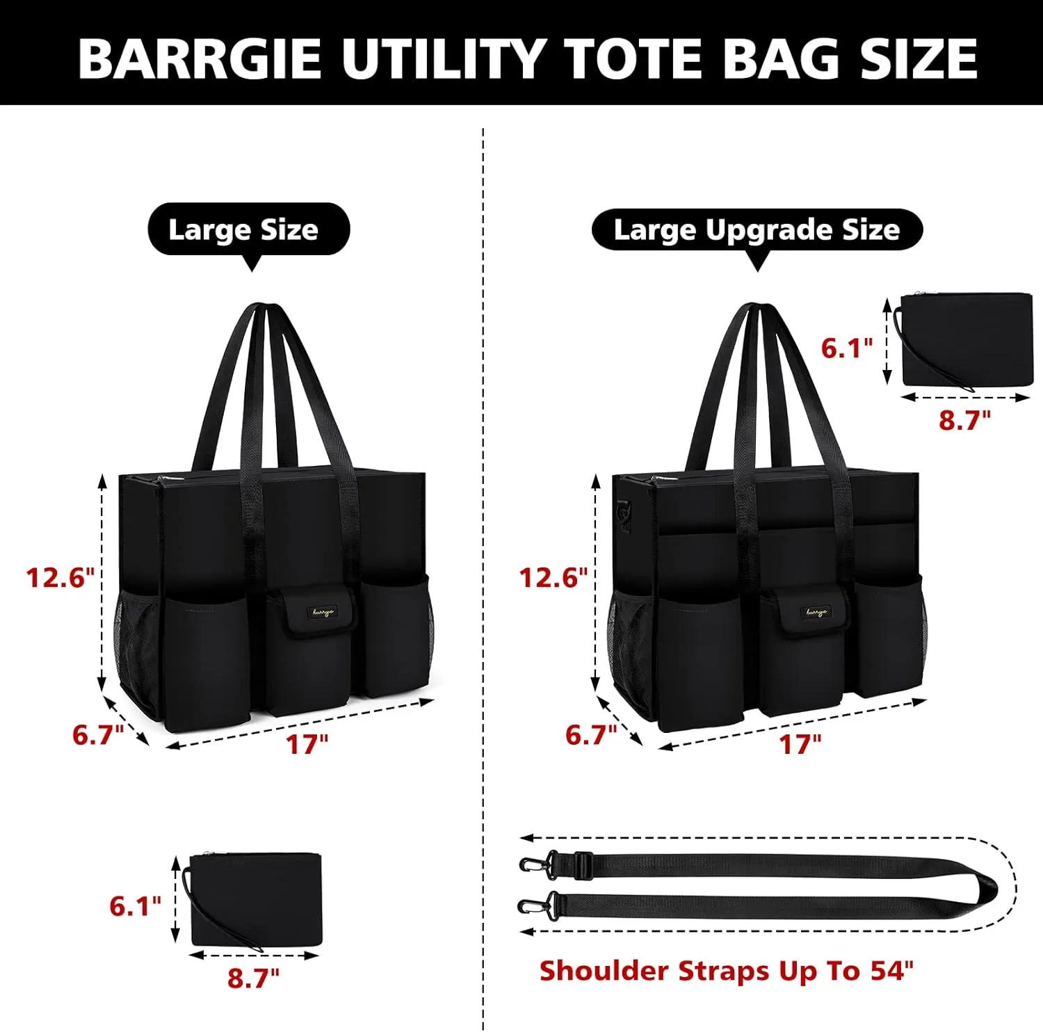 Utility Tote - Water Resistant with 19 Exterior/Interior Pockets - Large Women/Teacher/Work Bag
