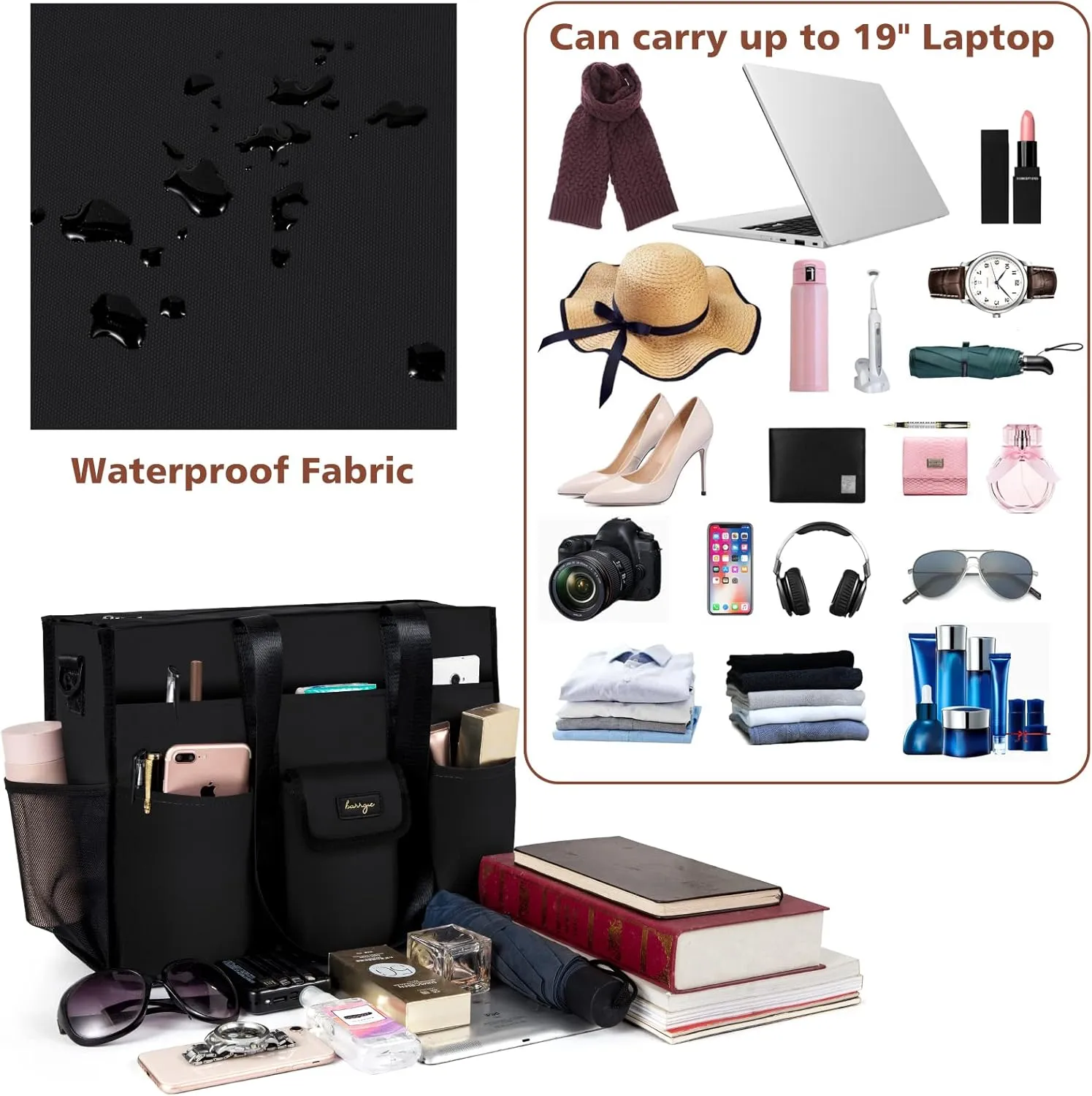 Utility Tote - Water Resistant with 19 Exterior/Interior Pockets - Large Women/Teacher/Work Bag